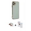 MARSİLYAN™- iPhone 11 Pro Max Kılıf Yankı Serisi - Siyah Seramik Nano Ekran Koruyucu + Pers Alüminyum Kamera Lens - KI