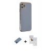 MARSİLYAN™- iPhone 11 Pro Max Kılıf Yankı Serisi - Siyah Seramik Nano Ekran Koruyucu + Metal Kamera Lens Koruma Cam - MI