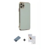 MARSİLYAN™- iPhone 11 Pro Max Kılıf Yankı Serisi - Siyah Seramik Nano Ekran Koruyucu + Metal Kamera Lens Koruma Cam - MI