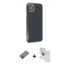 MARSİLYAN™- iPhone 11 Pro Max Kılıf Yankı Serisi - Siyah Seramik Nano Ekran Koruyucu + Metal Kamera Lens Koruma Cam - MI