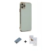 MARSİLYAN™- iPhone 11 Pro Max Kılıf Yankı Serisi - Siyah Seramik Nano Ekran Koruyucu + Metal Kamera Lens Koruma Cam - AKYL
