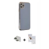 MARSİLYAN™- iPhone 11 Pro Max Kılıf Yankı Serisi - Siyah Seramik Nano Ekran Koruyucu + Pers Alüminyum Kamera Lens - YL