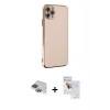 MARSİLYAN™- iPhone 11 Pro Max Kılıf Yankı Serisi - Siyah Seramik Nano Ekran Koruyucu + Pers Alüminyum Kamera Lens - YL