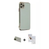 MARSİLYAN™- iPhone 11 Pro Max Kılıf Yankı Serisi - Siyah Seramik Nano Ekran Koruyucu + Rainbow Kamera Lens Koruma Cam - YL