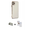 MARSİLYAN™- iPhone 11 Pro Max Kılıf Yankı Serisi - Siyah Seramik Nano Ekran Koruyucu + Rainbow Kamera Lens Koruma Cam - YL
