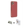 MARSİLYAN™- iPhone 11 Pro Max Kılıf Yankı Serisi - Siyah Seramik Nano Ekran Koruyucu + Rainbow Kamera Lens Koruma Cam - YL
