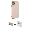 MARSİLYAN™- iPhone 11 Pro Max Kılıf Yankı Serisi - Siyah Seramik Nano Ekran Koruyucu + Rainbow Kamera Lens Koruma Cam - YL