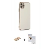 MARSİLYAN™- iPhone 11 Pro Max Kılıf Yankı Serisi - Siyah Seramik Nano Ekran Koruyucu + Renkli Kamera Lens Koruma Cam - PE