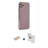 MARSİLYAN™- iPhone 11 Pro Max Kılıf Yankı Serisi - Siyah Seramik Nano Ekran Koruyucu + Renkli Kamera Lens Koruma Cam - SI