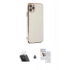 MARSİLYAN™- iPhone 11 Pro Max Kılıf Yankı Serisi - Siyah Seramik Nano Ekran Koruyucu + Kamera Lens Koruma Cam - SF