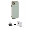 MARSİLYAN™- iPhone 11 Pro Max Kılıf Yankı Serisi - Siyah Seramik Nano Ekran Koruyucu + Kamera Lens Koruma Cam - SF