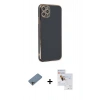 MARSİLYAN™- iPhone 11 Pro Max Kılıf Yankı Serisi - Siyah Seramik Nano Ekran Koruyucu + Shine Kamera Lens Koruma Cam - GI