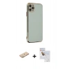 MARSİLYAN™- iPhone 11 Pro Max Kılıf Yankı Serisi - Siyah Seramik Nano Ekran Koruyucu + Renkli Kamera Lens Koruma Cam - YL