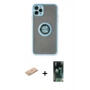 MARSİLYAN™- iPhone 11 Pro Max Kılıf Yörünge Çizgi - Şeffaf 360 Full Body Arka Koruyucu + Renkli Kamera Lens Koruma Cam - PE