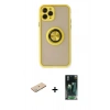 MARSİLYAN™- iPhone 11 Pro Max Kılıf Yörünge Çizgi - Şeffaf 360 Full Body Arka Koruyucu + Renkli Kamera Lens Koruma Cam - YL