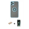 MARSİLYAN™- iPhone 11 Pro Max Kılıf Yörünge Çizgi - Şeffaf 360 Full Body Arka Koruyucu + Renkli Kamera Lens Koruma Cam - TU