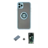 MARSİLYAN™- iPhone 11 Pro Max Kılıf Yörünge Çizgi - Şeffaf 360 Full Body Arka Koruyucu + Shine Kamera Lens Koruma Cam - GS