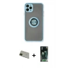 MARSİLYAN™- iPhone 11 Pro Max Kılıf Yörünge Çizgi - Şeffaf 360 Full Body Arka Koruyucu + Rainbow Kamera Lens Koruma Cam - YL