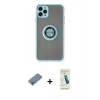 MARSİLYAN™- iPhone 11 Pro Max Kılıf Yörünge Çizgi - Şeffaf Pasifik Cam Ekran Koruyucu + Metal Kamera Lens Koruma Cam - GS