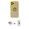 MARSİLYAN™- iPhone 11 Pro Max Kılıf Yörünge Çizgi - Şeffaf Pasifik Cam Ekran Koruyucu + Pers Alüminyum Kamera Lens - KI