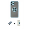 MARSİLYAN™- iPhone 11 Pro Max Kılıf Yörünge Çizgi - Şeffaf Pasifik Cam Ekran Koruyucu + Metal Kamera Lens Koruma Cam - MR