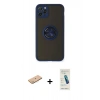 MARSİLYAN™- iPhone 11 Pro Max Kılıf Yörünge Çizgi - Şeffaf Pasifik Cam Ekran Koruyucu + Renkli Kamera Lens Koruma Cam - PE