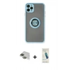 MARSİLYAN™- iPhone 11 Pro Max Kılıf Yörünge Çizgi - Şeffaf Pasifik Cam Ekran Koruyucu + Pers Alüminyum Kamera Lens - YL