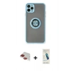 MARSİLYAN™- iPhone 11 Pro Max Kılıf Yörünge Çizgi - Şeffaf Pasifik Cam Ekran Koruyucu + Pers Alüminyum Kamera Lens - KI