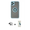 MARSİLYAN™- iPhone 11 Pro Max Kılıf Yörünge Çizgi - Şeffaf Pasifik Cam Ekran Koruyucu + Pers Alüminyum Kamera Lens - SH