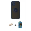 MARSİLYAN™- iPhone 11 Pro Max Kılıf Yörünge Çizgi - Siyah 18D Cam Ekran Koruyucu + Renkli Kamera Lens Koruma Cam - MI