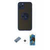 MARSİLYAN™- iPhone 11 Pro Max Kılıf Yörünge Çizgi - Siyah 18D Cam Ekran Koruyucu + Shine Kamera Lens Koruma Cam - MI