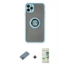 MARSİLYAN™- iPhone 11 Pro Max Kılıf Yörünge Çizgi - Siyah 20D Premium Cam Ekran Koruyucu + Metal Kamera Lens Koruma Cam - MR