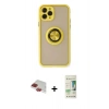 MARSİLYAN™- iPhone 11 Pro Max Kılıf Yörünge Çizgi - Siyah 20D Premium Cam Ekran Koruyucu + Pers Alüminyum Kamera Lens - KI