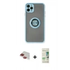 MARSİLYAN™- iPhone 11 Pro Max Kılıf Yörünge Çizgi - Siyah 20D Premium Cam Ekran Koruyucu + Pers Alüminyum Kamera Lens - KI