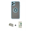 MARSİLYAN™- iPhone 11 Pro Max Kılıf Yörünge Çizgi - Siyah 20D Premium Cam Ekran Koruyucu + Rainbow Kamera Lens Koruma Cam - GD