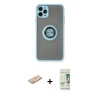 MARSİLYAN™- iPhone 11 Pro Max Kılıf Yörünge Çizgi - Siyah 20D Premium Cam Ekran Koruyucu + Sarı Renkli Kamera Lens Koruma Cam