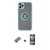 MARSİLYAN™- iPhone 11 Pro Max Kılıf Yörünge Çizgi - Siyah 34D Hayalet Izgaralı Cam + Shine Kamera Lens Koruma Cam - GD