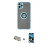 MARSİLYAN™- iPhone 11 Pro Max Kılıf Yörünge Çizgi - Siyah 34D Izgaralı Cam + Rainbow Kamera Lens Koruma Cam - GD