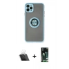 MARSİLYAN™- iPhone 11 Pro Max Kılıf Yörünge Çizgi - Siyah 360 Mat Full Body Arka Koruyucu + Kamera Lens Koruma Cam - SF
