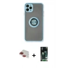 MARSİLYAN™- iPhone 11 Pro Max Kılıf Yörünge Çizgi - Siyah 360 Mat Full Body Arka Koruyucu + Pers Alüminyum Kamera Lens - KI