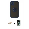 MARSİLYAN™- iPhone 11 Pro Max Kılıf Yörünge Çizgi - Siyah 360 Mat Full Body Arka Koruyucu + Renkli Kamera Lens Koruma Cam - SI