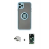 MARSİLYAN™- iPhone 11 Pro Max Kılıf Yörünge Çizgi - Siyah 360 Mat Full Body Arka Koruyucu + Pers Alüminyum Kamera Lens - YL