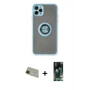 MARSİLYAN™- iPhone 11 Pro Max Kılıf Yörünge Çizgi - Siyah 360 Mat Full Body Arka Koruyucu + Rainbow Kamera Lens Koruma Cam - YL