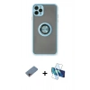 MARSİLYAN™- iPhone 11 Pro Max Kılıf Yörünge Çizgi - Siyah 3D Antistatik Cam Ekran Koruyucu + Shine Kamera Lens Koruma Cam - PE