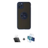 MARSİLYAN™- iPhone 11 Pro Max Kılıf Yörünge Çizgi - Siyah 3D Antistatik Cam Ekran Koruyucu + Kamera Lens Koruma Cam - SF