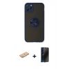 MARSİLYAN™- iPhone 11 Pro Max Kılıf Yörünge Çizgi - Siyah 3D Antistatik Hayalet Cam Ekran Koruyucu + Renkli Kamera Lens Koruma Cam - PE