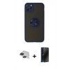 MARSİLYAN™- iPhone 11 Pro Max Kılıf Yörünge Çizgi - Siyah 3D Antistatik Hayalet Cam Ekran Koruyucu + Pers Alüminyum Kamera Lens - SH