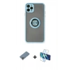 MARSİLYAN™- iPhone 11 Pro Max Kılıf Yörünge Çizgi - Siyah 3D Antistatik Seramik Nano Ekran Koruyucu + Metal Kamera Lens Koruma Cam - AKYL
