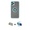MARSİLYAN™- iPhone 11 Pro Max Kılıf Yörünge Çizgi - Siyah 3D Antistatik Seramik Nano Ekran Koruyucu + Rainbow Kamera Lens Koruma Cam - GD