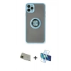 MARSİLYAN™- iPhone 11 Pro Max Kılıf Yörünge Çizgi - Siyah 3D Antistatik Seramik Nano Ekran Koruyucu + Rainbow Kamera Lens Koruma Cam - YL